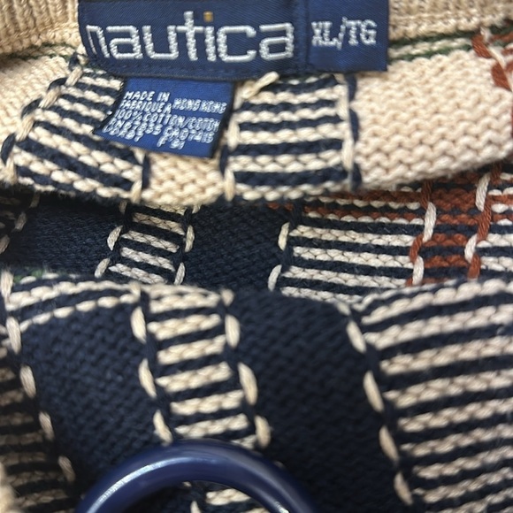 Men’s Y2K 90s Nautica Plaid Cotton Knit Crewneck Sweater Size XL - Picture 7 of 7